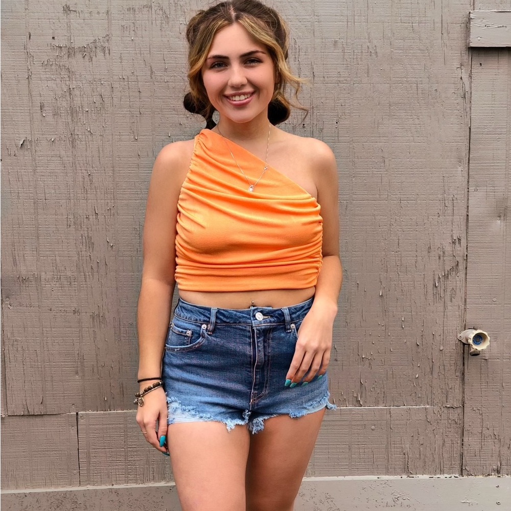 One Shoulder Orange Crop Top